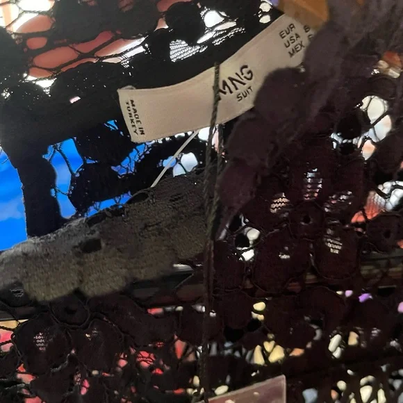 NWT Mango Gipure Black Lace Overlay Dress - Picture 9 of 9